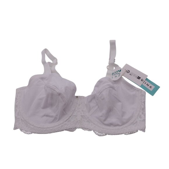 NWT Dorina Hera Non Padded Underwire T-Shirt Bra Sz 34F White Cotton Lace Trim - Picture 2 of 13